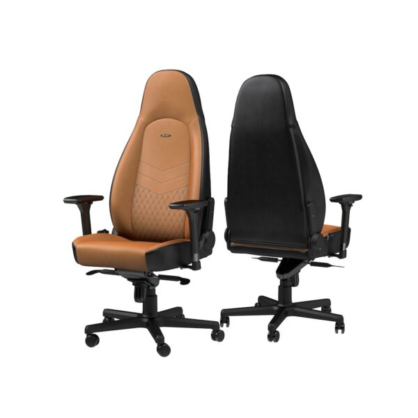ICON REAL LEATHER COGNAC/BLACK - NOBLECHAIRS Office and Gaming Chair "AWARD WINNING"