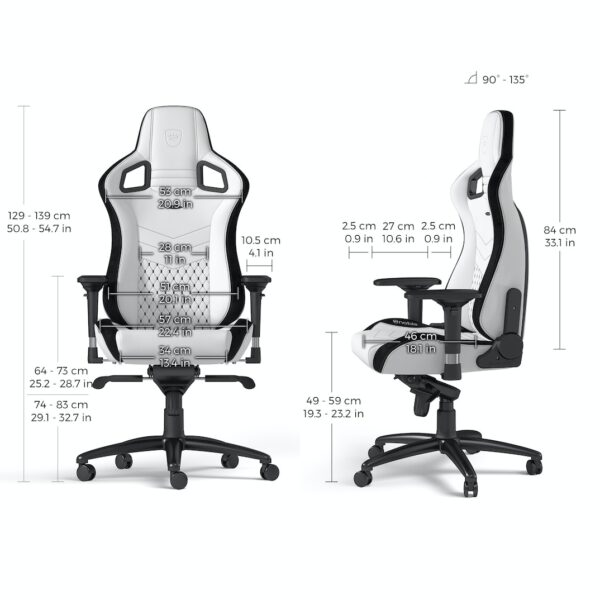 EPIC WHITE/BLACK Synthetic leather NOBLECHAIRS Office and Gaming Chair "AWARD WINNING" - Image 6