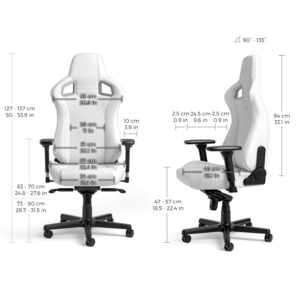 EPIC WHITE EDITION; High-Tech Vinyl ; NOBLECHAIRS GAMING CHAIR ; FULLY ADJUSTABLE PARTS "AWARD WINNING" - Image 4