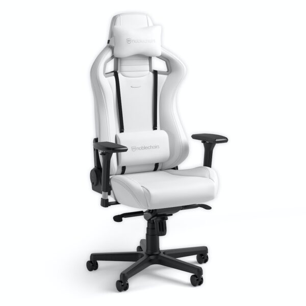 EPIC WHITE EDITION; High-Tech Vinyl ; NOBLECHAIRS GAMING CHAIR ; FULLY ADJUSTABLE PARTS "AWARD WINNING"