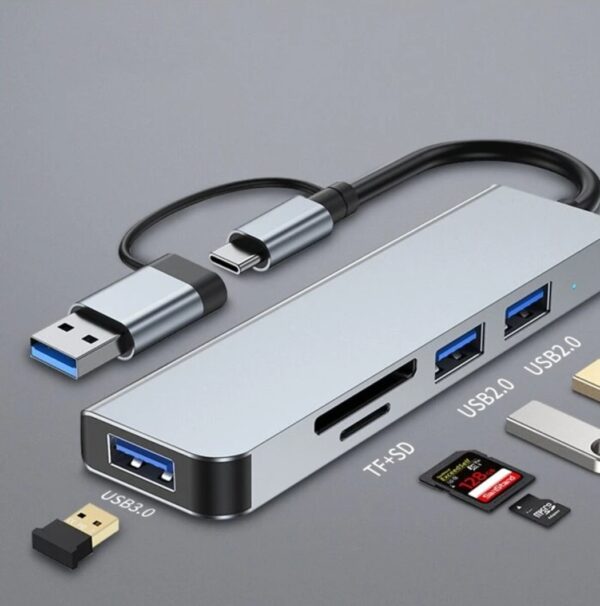 5-Port Docking Station USB C Splitter Hub/Adapter : 1xUSB 3.0 Port, 2xUSB 2.0 Port, 1xMicro SD card reader, 1xTF card reader - Image 11