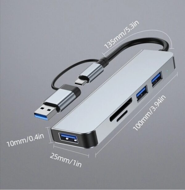5-Port Docking Station USB C Splitter Hub/Adapter : 1xUSB 3.0 Port, 2xUSB 2.0 Port, 1xMicro SD card reader, 1xTF card reader - Image 8