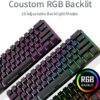 RK ROYAL KLUDGE RK61 61 Keys Mechanical Keyboard , 3 Connection Modes USB-2.4Ghz/Bluetooth/Wired/ Wireless - RGB Hot Swappable BROWN Switch Gaming Keyboard - Arabic / English - BLACK - Image 2