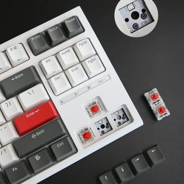RK ROYAL KLUDGE R87 Wired Mechanical Keyboard Tenkeyless TKL 87 Key RGB Backlit Hot-swappable Gamer Keyboard Customized Keycaps with Dust Cover Brown Switch - White - Image 6