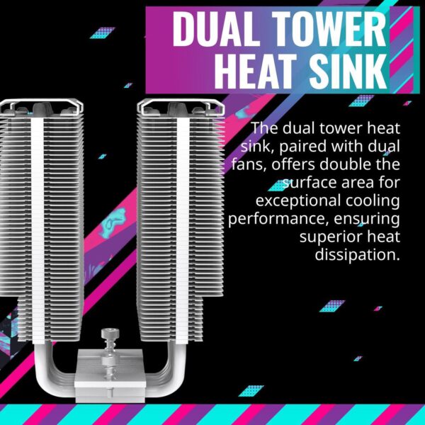 Cooler Master Hyper 622 Halo White CPU Air Cooler, MF120 Halo² Fan, Dual Loop ARGB, Aluminum Top Cover, 6 Copper Heat Pipes, 154mm (H) for AMD Ryzen AM5/AM4, Intel LGA1700/1200 - WHITE - Image 9