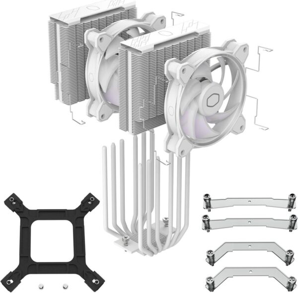 Cooler Master Hyper 622 Halo White CPU Air Cooler, MF120 Halo² Fan, Dual Loop ARGB, Aluminum Top Cover, 6 Copper Heat Pipes, 154mm (H) for AMD Ryzen AM5/AM4, Intel LGA1700/1200 - WHITE - Image 15