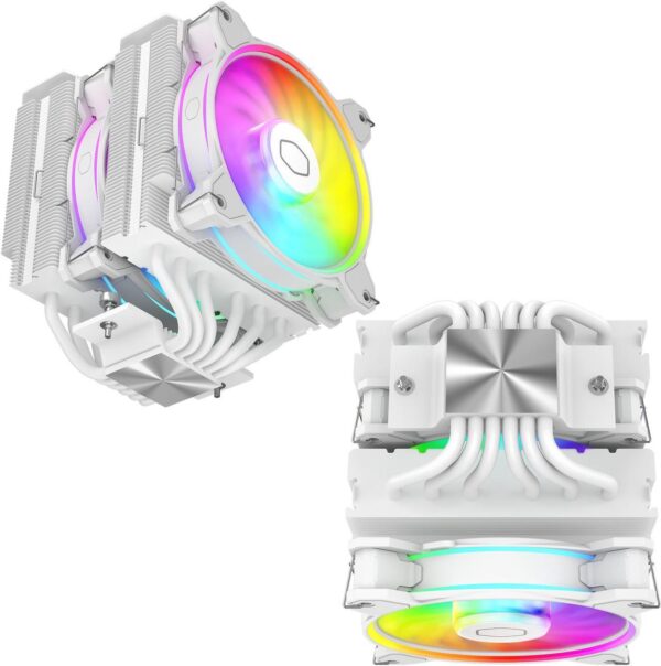 Cooler Master Hyper 622 Halo White CPU Air Cooler, MF120 Halo² Fan, Dual Loop ARGB, Aluminum Top Cover, 6 Copper Heat Pipes, 154mm (H) for AMD Ryzen AM5/AM4, Intel LGA1700/1200 - WHITE - Image 14