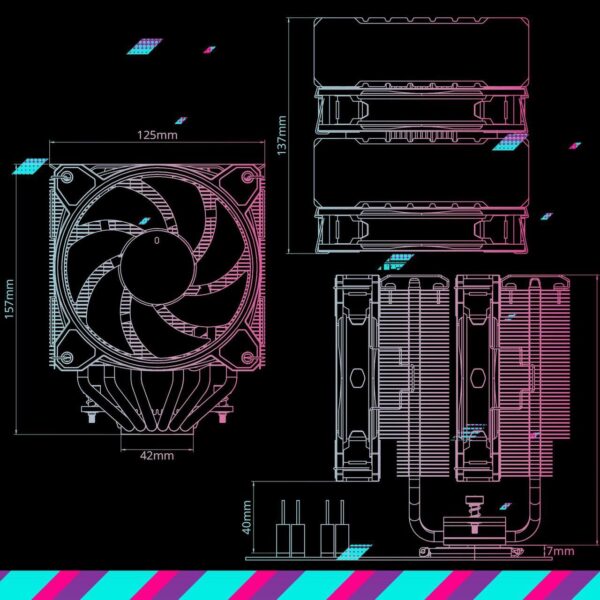 Cooler Master Hyper 622 Halo White CPU Air Cooler, MF120 Halo² Fan, Dual Loop ARGB, Aluminum Top Cover, 6 Copper Heat Pipes, 154mm (H) for AMD Ryzen AM5/AM4, Intel LGA1700/1200 - WHITE - Image 13