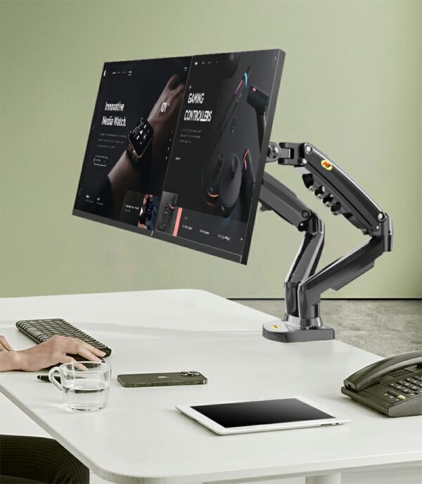 Dual Monitor Desk Mount Stand Gas Spring 360 Degree Full Rotation ; Computer Monitor Arm for Two Screens 17" - 27" Inch with 2~9 Kg Load Capacity for Each Display ;  F160 - Image 20