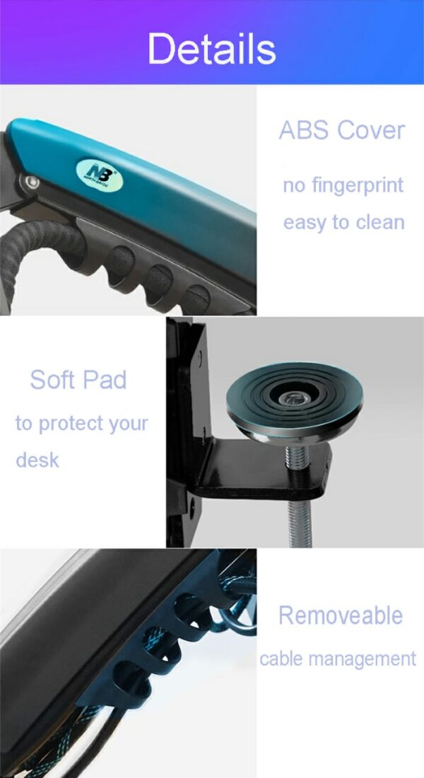 Dual Monitor Desk Mount Stand Gas Spring 360 Degree Full Rotation ; Computer Monitor Arm for Two Screens 17" - 27" Inch with 2~9 Kg Load Capacity for Each Display ;  F160 - Image 13