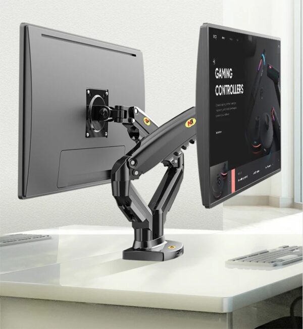 Dual Monitor Desk Mount Stand Gas Spring 360 Degree Full Rotation ; Computer Monitor Arm for Two Screens 17" - 27" Inch with 2~9 Kg Load Capacity for Each Display ;  F160 - Image 17