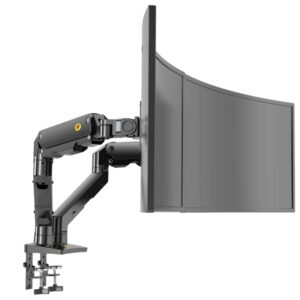 Dual Arc Arm Curved Monitor Holder with USB Port ; Ultra Wide Monitor Spring Arm Stand for Two Screens 27″ – 34″ with 5~16 Kg Load Capacity for Each Display