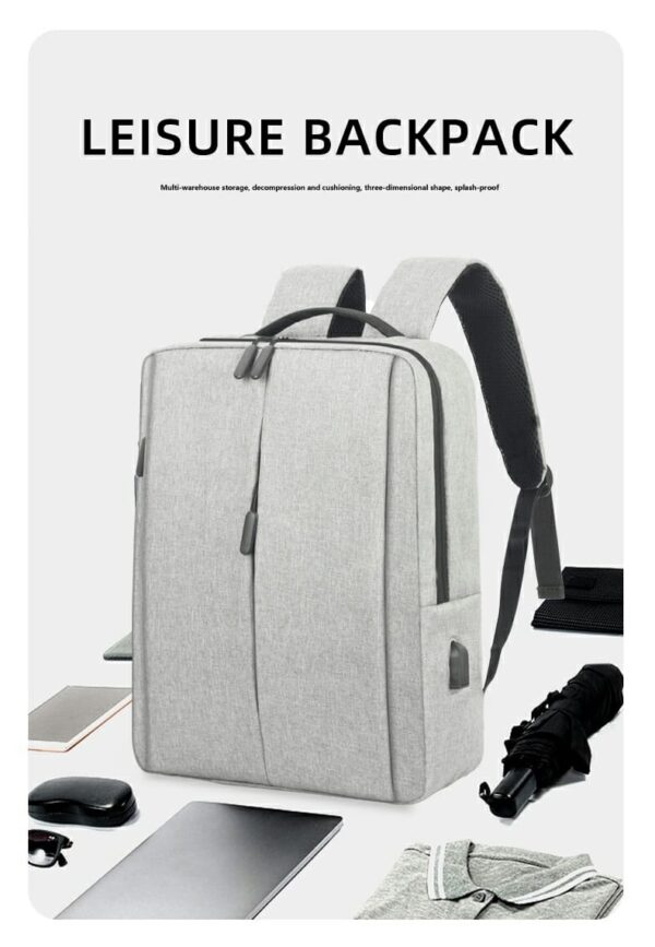 Slim Multifunctional Laptop Backpack - Waterproof - Recharge USB Port  - Shock Protection for Electronics - Inner Pocket Compartments Practical for Business Travel , University & School - Grey - Image 31