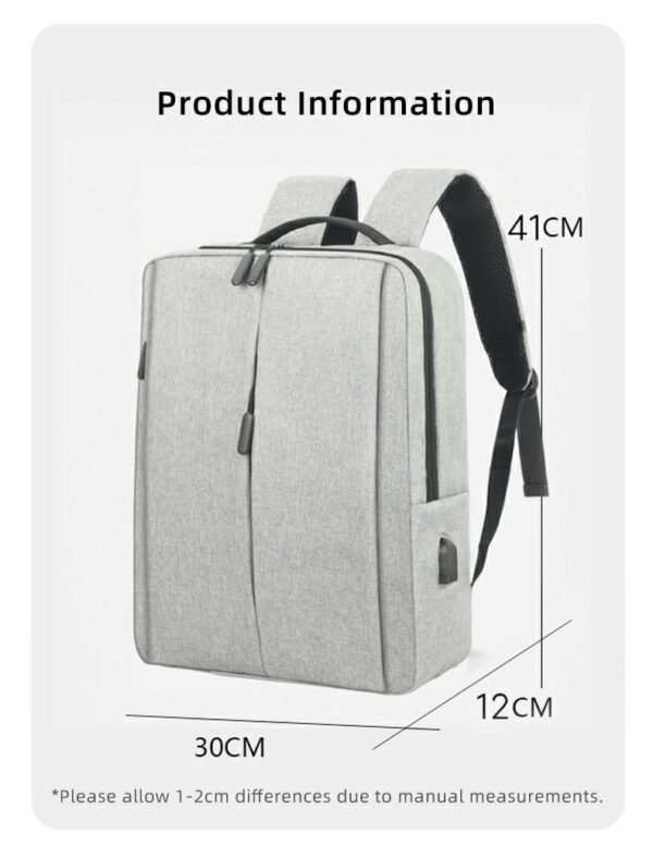 Slim Multifunctional Laptop Backpack - Waterproof - Recharge USB Port  - Shock Protection for Electronics - Inner Pocket Compartments Practical for Business Travel , University & School - Grey - Image 26