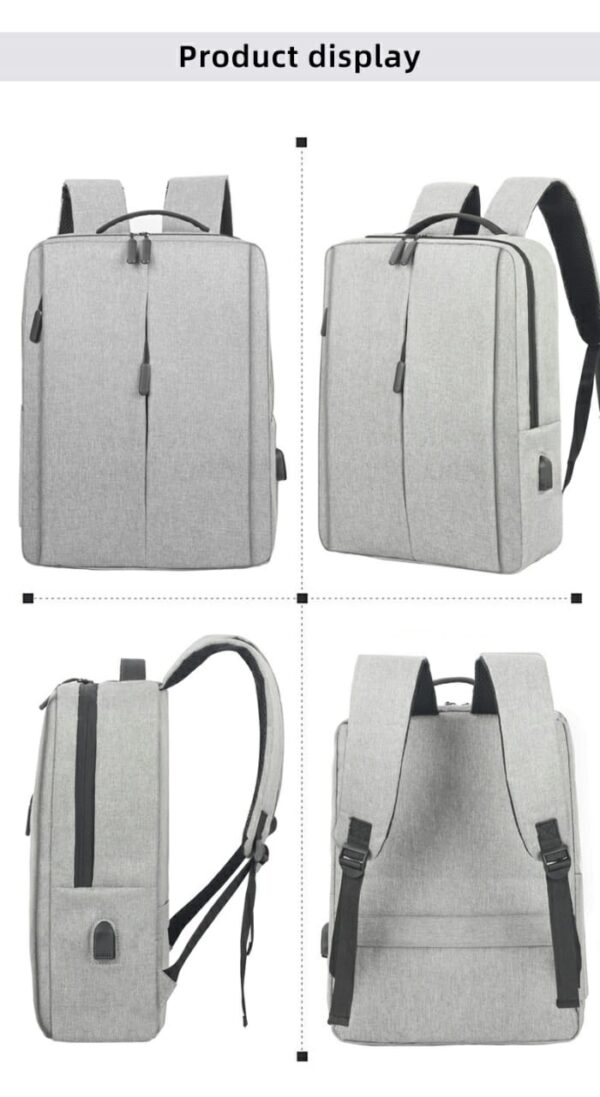 Slim Multifunctional Laptop Backpack - Waterproof - Recharge USB Port  - Shock Protection for Electronics - Inner Pocket Compartments Practical for Business Travel , University & School - Grey - Image 23