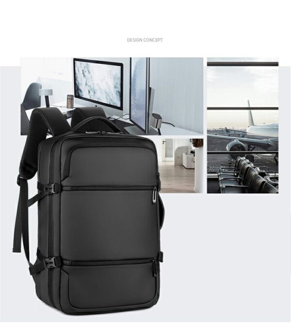 Laptop Backpack - Holds up to 15.6" Laptops & Tablets - Waterproof - Ergonomic Softback - Electronics Impact Protection - Luggage Strap - Organized Pockets - Suitable for Travel, University , Collage , School - BLACK - Image 24
