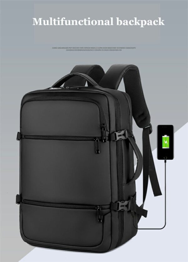 Laptop Backpack - Holds up to 15.6" Laptops & Tablets - Waterproof - Ergonomic Softback - Electronics Impact Protection - Luggage Strap - Organized Pockets - Suitable for Travel, University , Collage , School - BLACK - Image 2