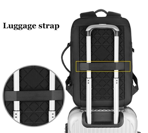 Laptop Backpack - Holds up to 15.6" Laptops & Tablets - Waterproof - Ergonomic Softback - Electronics Impact Protection - Luggage Strap - Organized Pockets - Suitable for Travel, University , Collage , School - BLACK - Image 6