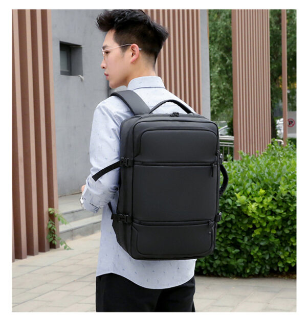 Laptop Backpack - Holds up to 15.6" Laptops & Tablets - Waterproof - Ergonomic Softback - Electronics Impact Protection - Luggage Strap - Organized Pockets - Suitable for Travel, University , Collage , School - BLACK - Image 18
