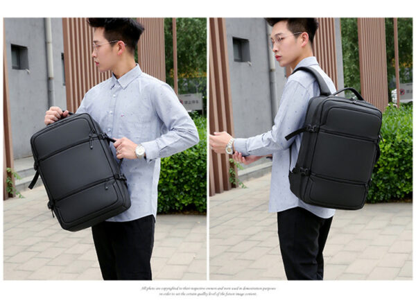 Laptop Backpack - Holds up to 15.6" Laptops & Tablets - Waterproof - Ergonomic Softback - Electronics Impact Protection - Luggage Strap - Organized Pockets - Suitable for Travel, University , Collage , School - BLACK - Image 17