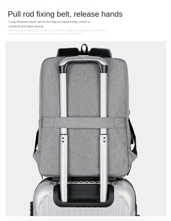 Slim Multifunctional Laptop Backpack - Waterproof - Recharge USB Port  - Shock Protection for Electronics - Inner Pocket Compartments Practical for Business Travel , University & School - Grey - Image 10