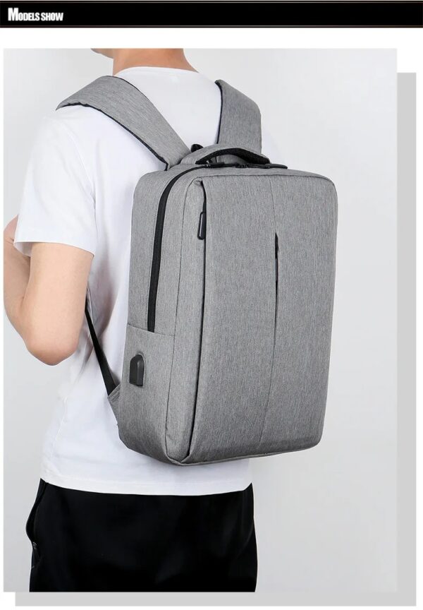 Slim Multifunctional Laptop Backpack - Waterproof - Recharge USB Port  - Shock Protection for Electronics - Inner Pocket Compartments Practical for Business Travel , University & School - Grey - Image 17