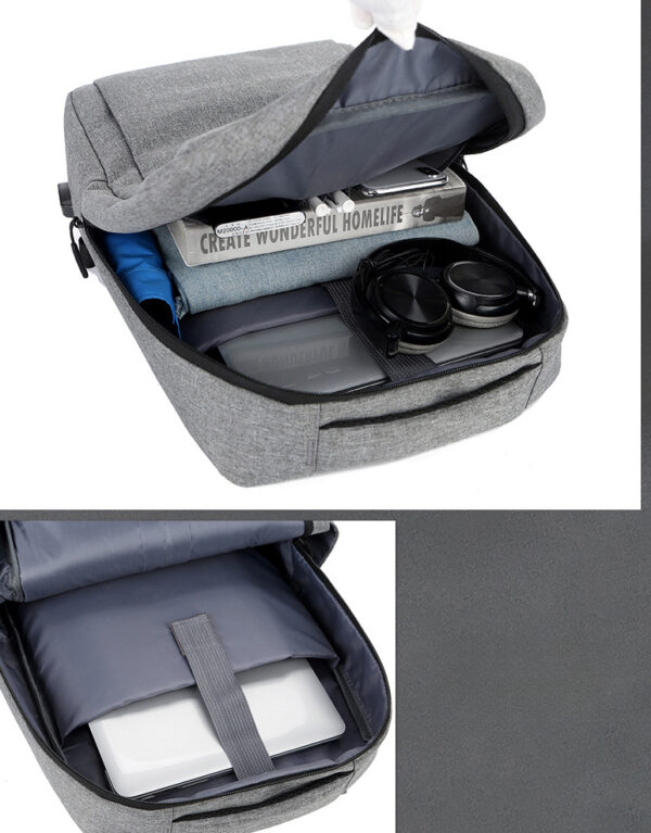Laptop Backpack - for Tablets & Laptops up to 15.6" - Waterproof - Electronics Protection  - Scratchproof - Travel Friendly - Organized Compartments - USB Charge Port - Slim Casual Business Design - Heavy Duty - 42 x 12 x 30 cm - GREY - Image 22