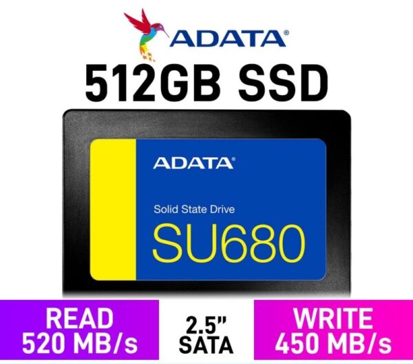 ADATA Ultimate 512GB 3D-Nand 2.5 Inch Sata 6Gb/s SSD – 512GB Solid State Drive, AULT-SU680-512GR , Black