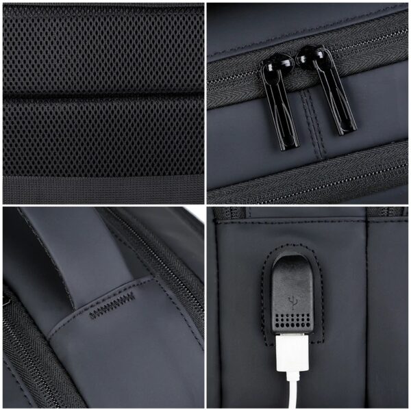 Business Slim Casual Laptop Backpack For Up To 15.6 Inch – Durable Oxford Textile – USB Charging Port – Organized Compartments – Waterproof – Travel Friendly - Electronics Impact Protection - 41 x 12 x 30 cm - BLACK - Image 8