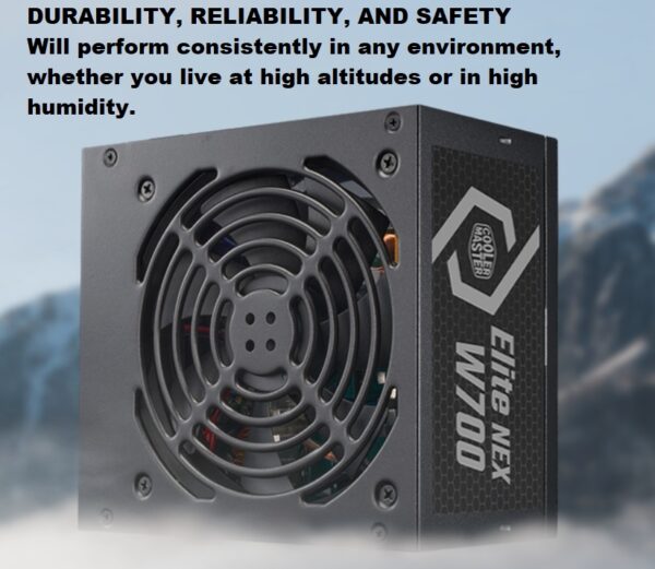 ELITE NEX WHITE W700 230V NEX POWER SUPPLY ; 80 Plus standard certified efficiency ; NON-MODULAR PSU ; Active PFC ; dual forward topology design ; 120MM FAN ; ATX 12V Ver. 2.41 – BLACK