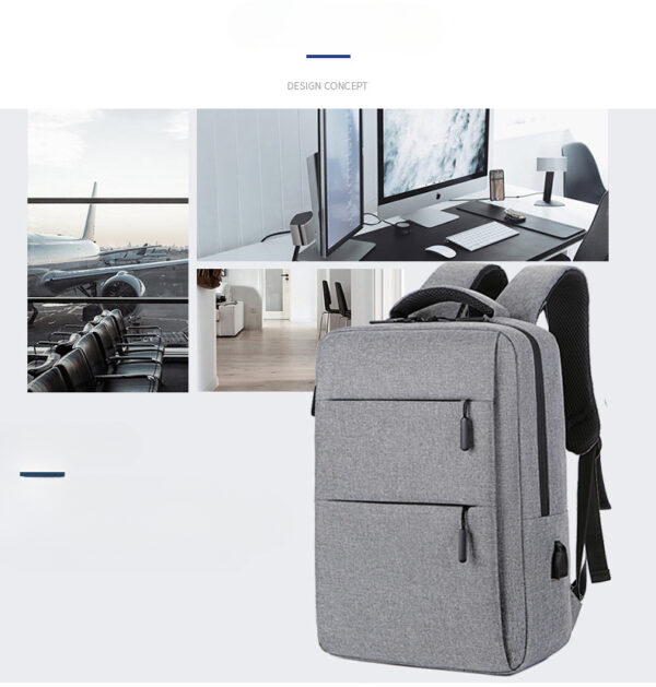 Laptop Backpack - for Tablets & Laptops up to 15.6" - Waterproof - Electronics Protection  - Scratchproof - Travel Friendly - Organized Compartments - USB Charge Port - Slim Casual Business Design - Heavy Duty - 42 x 12 x 30 cm - GREY - Image 13