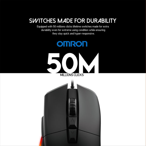 UX1 HERO ULTIMATE MACRO RGB GAMING MOUSE - 400 IPS / 50G Acceleration - RGB 16.8 Million Options - Wired 1.8m Nylon Braided USB Cable - 8 Programmable Buttons - Image 3