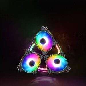 DEEPCOOL CF120 Plus 3 FANS x120mm PWM Fan , ARGB Dual Loop Lighting Zones, High Airflow and Low-Noise, 3-Pin (+5V-D-G) Addressable RGB LED Lighting - BLACK