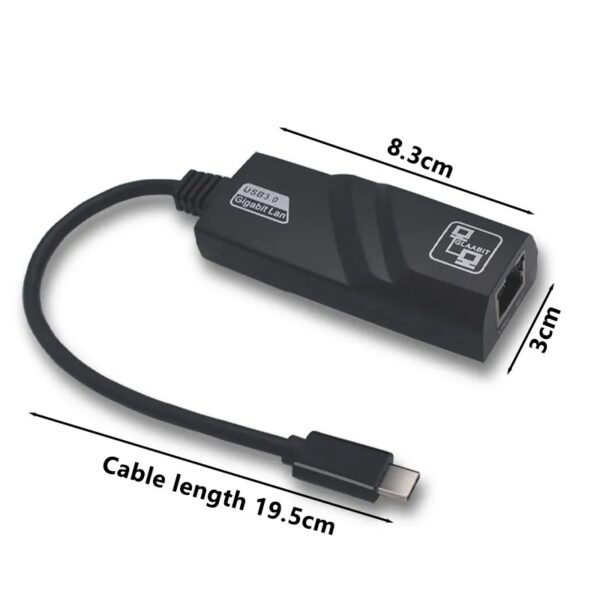 USB-C to Ethernet Adapter - USB 3.0 Type-C to Gigabit Ethernet (RJ45) Adapter - Up to 1000 Mbps, Compatible with Windows/Mac OS/Chrome OS, Black - Image 5