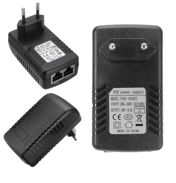 DC 48V 0.5A Wall EU Plug POE Injector RJ45 Cat5 Ethernet Adapter Supports IP Phone Camera Switch Power Supply - Image 2
