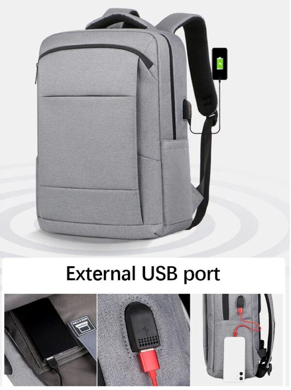 Business Slim Formal Laptop Backpack for up to 15.6 Inch - Durable Oxford Textile - USB Charging Port - Organized Compartments - Waterproof - Heavily Padded for Sensitive Electronics Impact Protection - GREY - Image 7