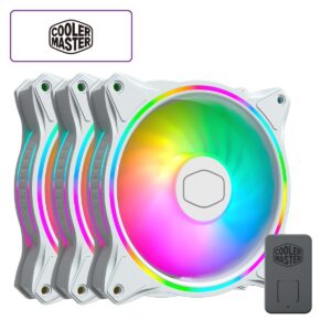 Cooler Master Fan MF120 Halo² White 3in1 PC Case Air Cooler Fan, Dual Loop Gen 2 ARGB LED Rings, Dynamic PWM 120mm , Air Balance Blades, Hybrid Frame