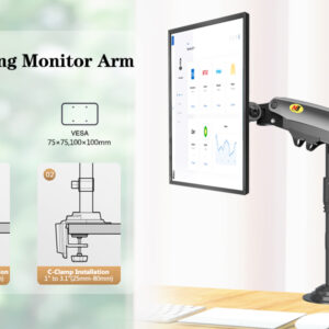 Monitor Desk Mount Long Arm for Monitors from 22" - 30" / Bracket Load 2-12 Kgs; Ultra Wide Full Motion Swivel Height Adjustable Monitor Stand H100