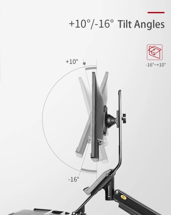 Sit Stand Workstation Wall Mount Height Adjustable Sit-Stand Converter for 22” -32” Screens with Keyboard Tray, VESA 75/100, Load Capacity from 3 – 9 kg - Image 7