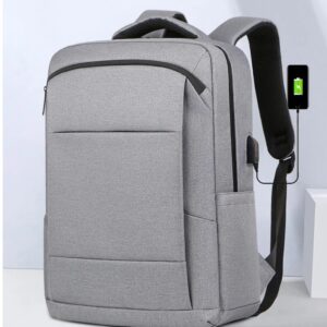 Business Slim Formal Laptop Backpack for up to 15.6 Inch - Durable Oxford Textile - USB Charging Port - Organized Compartments - Waterproof - Heavily Padded for Sensitive Electronics Impact Protection - GREY