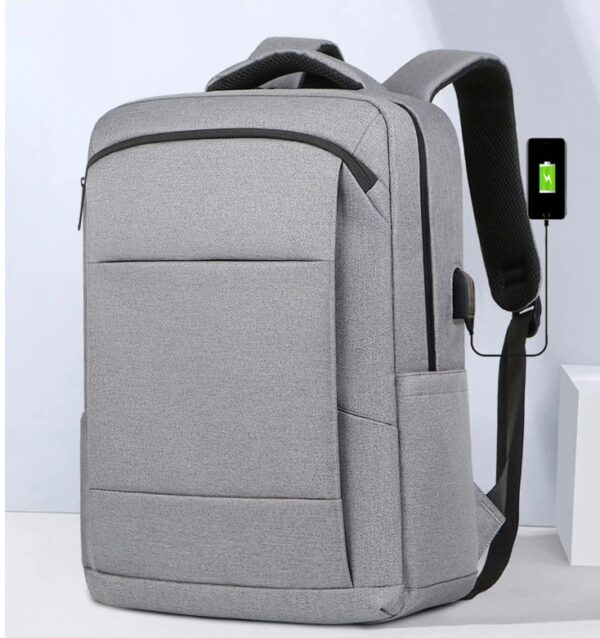 Business Slim Formal Laptop Backpack for up to 15.6 Inch - Durable Oxford Textile - USB Charging Port - Organized Compartments - Waterproof - Heavily Padded for Sensitive Electronics Impact Protection - GREY