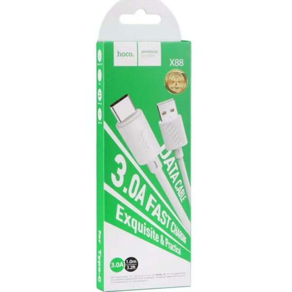 Hoco X88 USB to Type-C Charging Cable 3.0A 1M – White - Image 2
