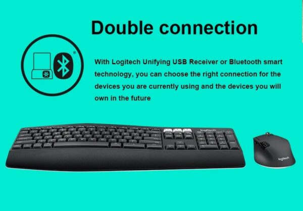 Logitech MK850 Performance Wireless Keyboard and Mouse Combo, Bluetooth Smart, 2.4GHz Wireless Connection, 1000 Dpi Sensor, 8 Buttons,  Black | 920-008486 - Image 9