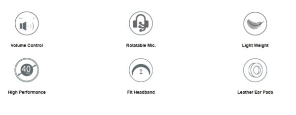 A4tech HS-8i Stereo Headset , Volume Control, Leather Ear Pads , Rotatable Mic - Black - Image 7