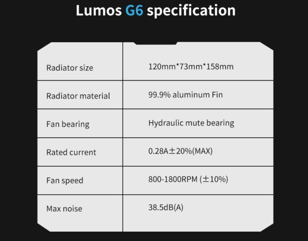 SEGOTEP LUMOS G6 - Air CPU Cooler ARGB Cooling Fan 6 Copper Heat Pipes CPU Radiator with FDB Bearing 120mm Fan PWM 1800 RPM - 82 CFM - RGB Top cover  (Black) - Image 2