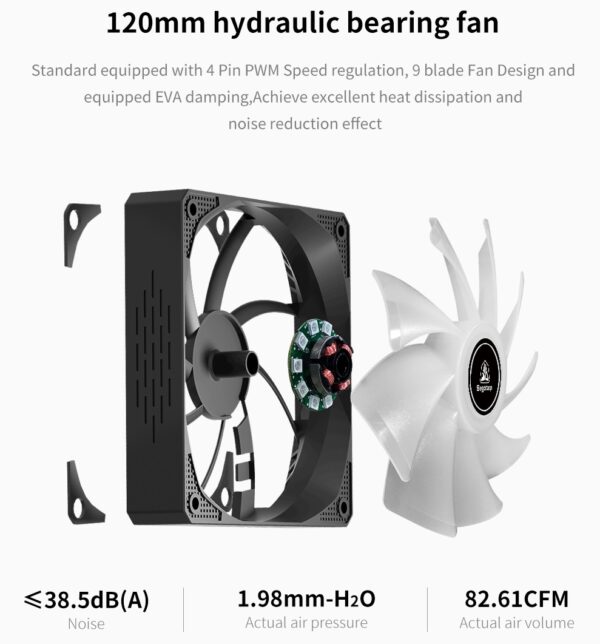 SEGOTEP LUMOS G6 - Air CPU Cooler ARGB Cooling Fan 6 Copper Heat Pipes CPU Radiator with FDB Bearing 120mm Fan PWM 1800 RPM - 82 CFM - RGB Top cover  (Black) - Image 6
