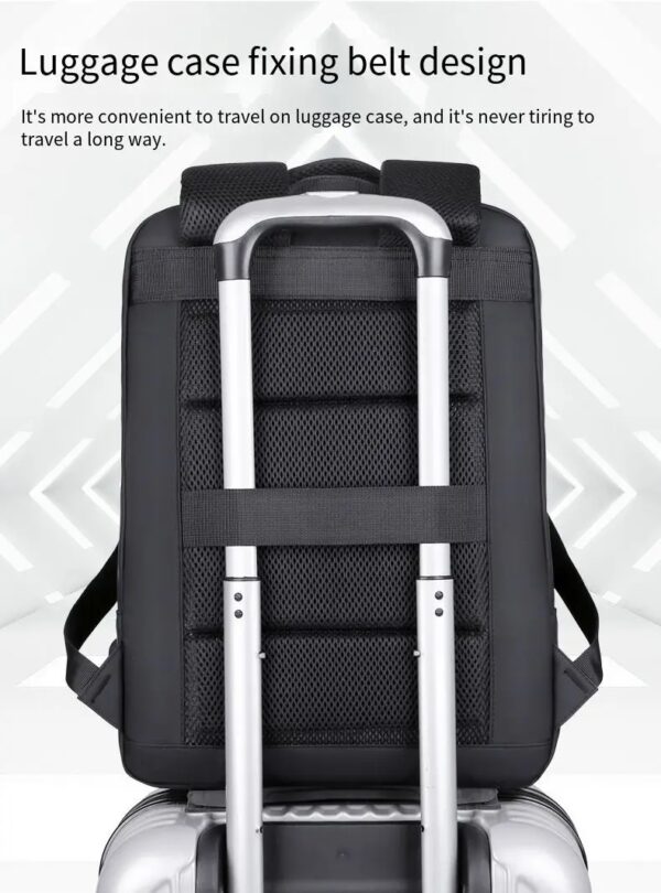 Business Slim Casual Laptop Backpack For Up To 15.6 Inch – Durable Oxford Textile – USB Charging Port – Organized Compartments – Waterproof – Travel Friendly - Electronics Impact Protection - 41 x 12 x 30 cm - BLACK - Image 3