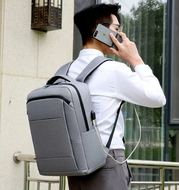 Business Slim Formal Laptop Backpack for up to 15.6 Inch - Durable Oxford Textile - USB Charging Port - Organized Compartments - Waterproof - Heavily Padded for Sensitive Electronics Impact Protection - GREY - Image 12