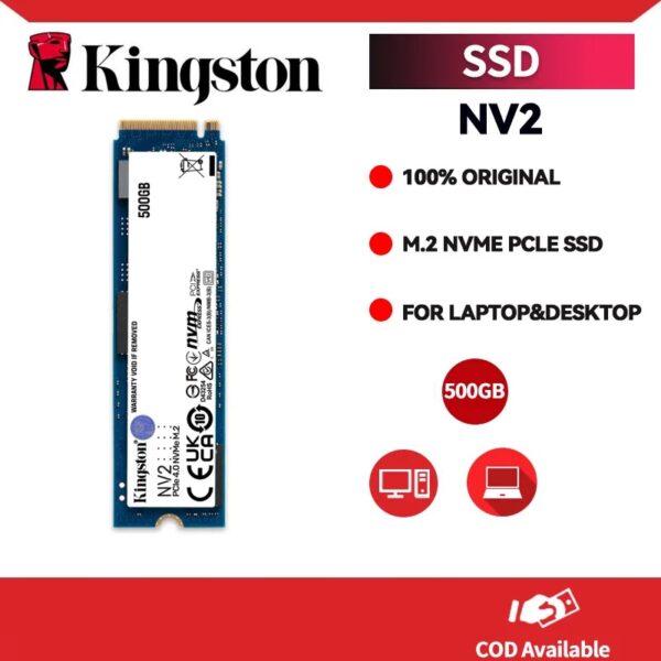 Kingston NV2 500G M.2 2280 NVMe Internal SSD | PCIe 4.0 Gen 4x4 | Up to 3500 MB/s | SNV2S/500G