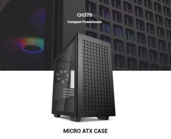 Deepcool  CH370 BK Micro- ATX PC Gaming Case - Black | Support- Mini-ITX/Micro-ATX | Pre-Installed 1 x 120 mm Rear Fan